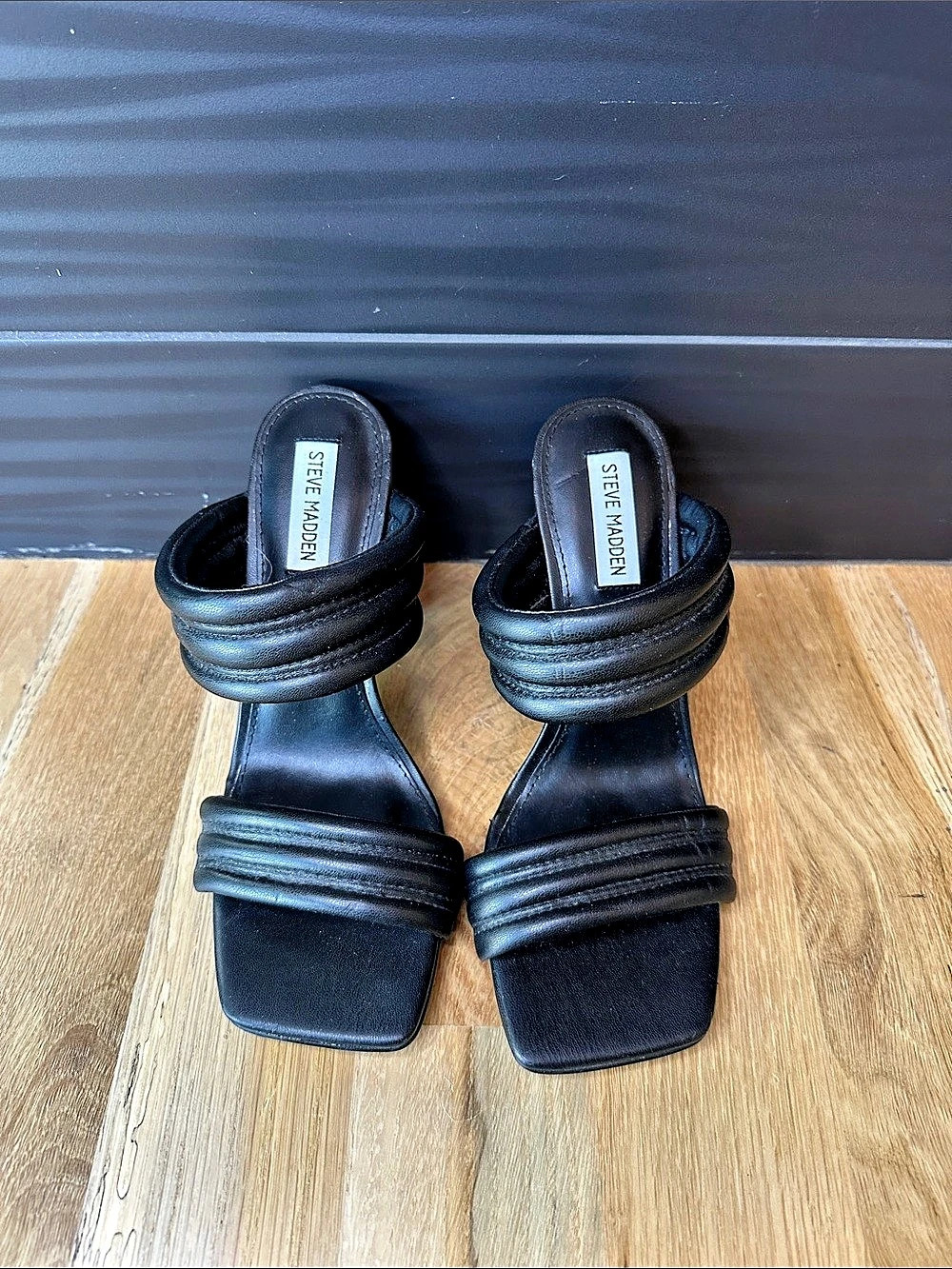 Steve Madden Tahani Black Block Heel Sandals US 10 Like New